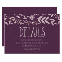 Rustic Floral Purple Wedding Details Card