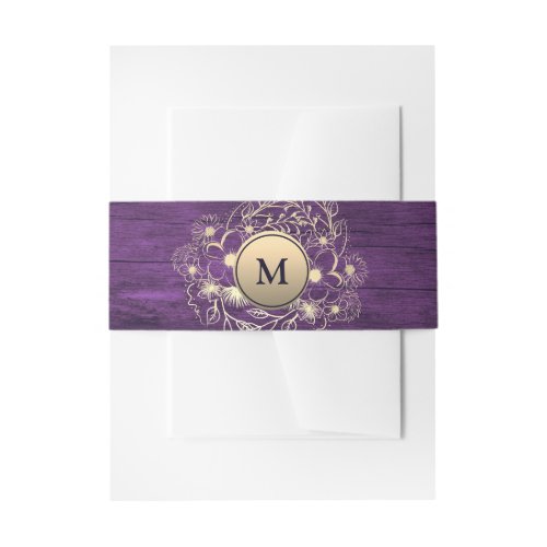 Rustic Floral Purple Wedding Invitation Belly Band
