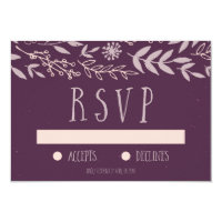 Rustic Floral Purple Wedding RSVP Card