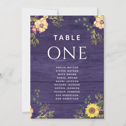 Rustic Floral Purple Wedding Seating Chart