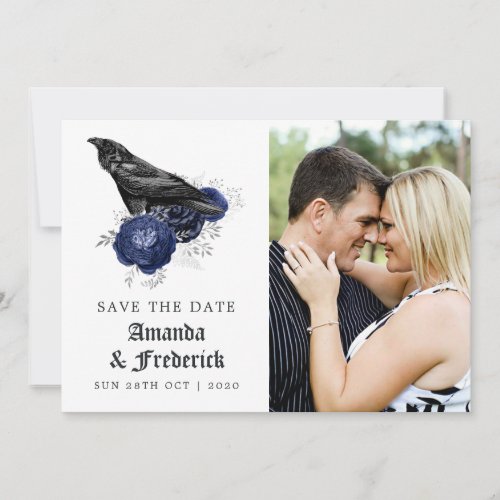 Rustic Floral Raven Gothic Wedding Photo Save The Date