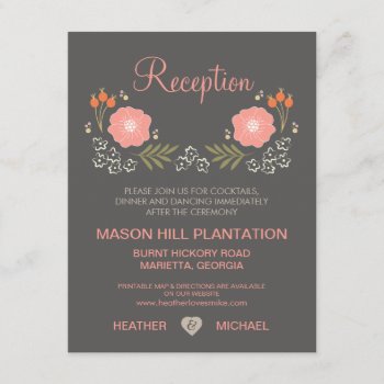 Rustic Floral Reception Cards by decor_de_vous at Zazzle