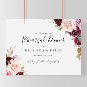Rustic Floral Rehearsal Dinner Welcome Sign