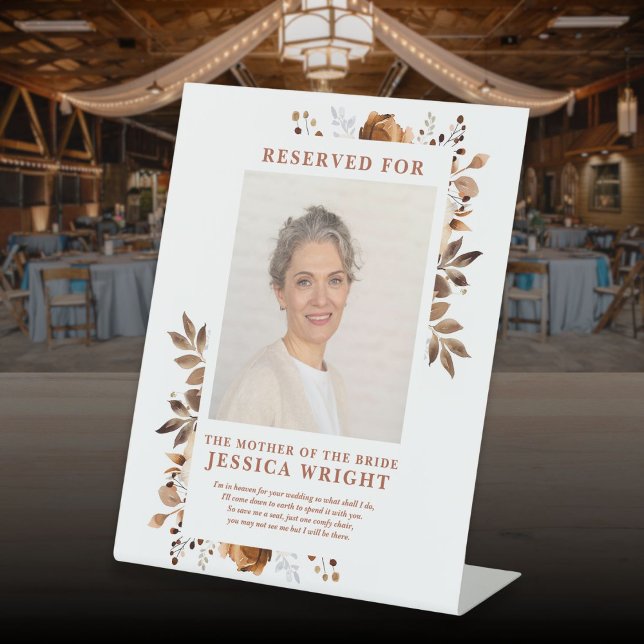 Rustic Floral Reserved Save A Seat Photo Wedding Pedestal Sign (Rustic Floral Reserved Save A Seat Photo Wedding Pedestal Sign)