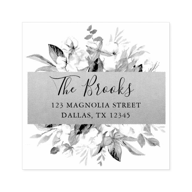 Rustic Floral Return Address Rubber Stamp (Imprint)