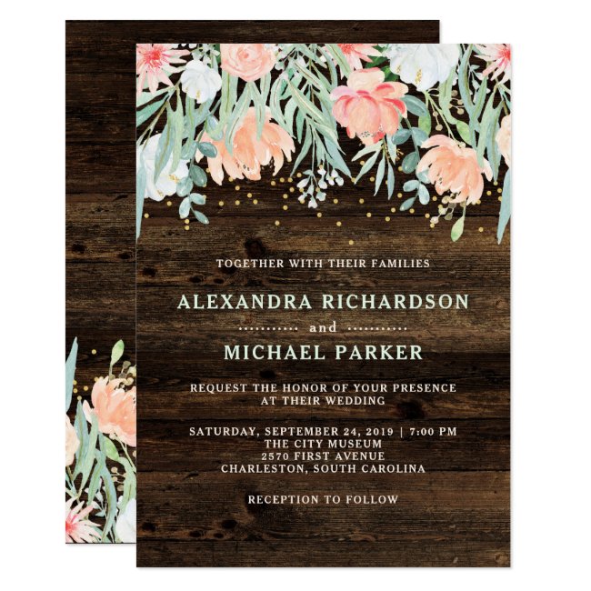 Rustic Floral Romance | Watercolor Wedding Invitation