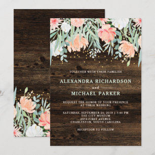 Rustic Floral Romance   Watercolor Wedding Invitation