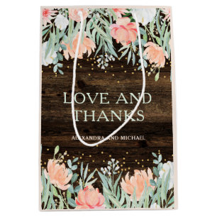 Rustic Floral Romance   Watercolor Wedding Medium Gift Bag