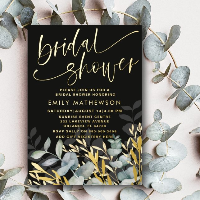 Rustic Floral Rose Gold Bridal Shower Foil Invitation (Creator Uploaded)