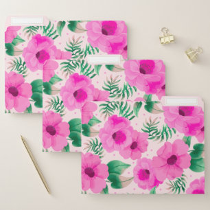 Rustic Floral Rose Pink Bloom Watercolor File Folder