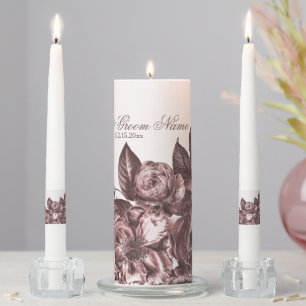 Rustic Floral Ross Golden Vintage Wedding Unity Unity Candle Set