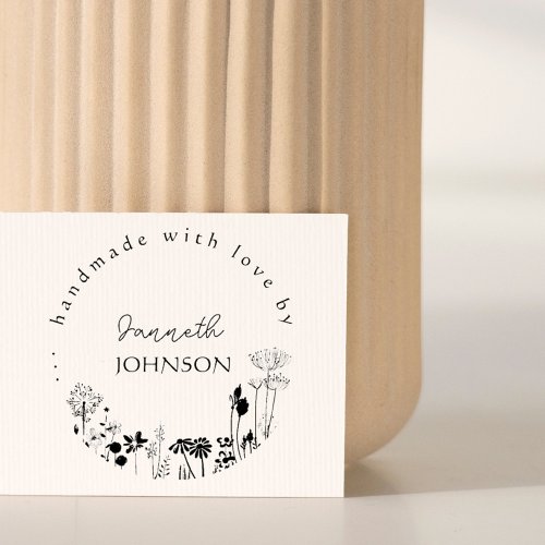 Rustic Floral Round Custom Handmade With Love Rubber Stamp