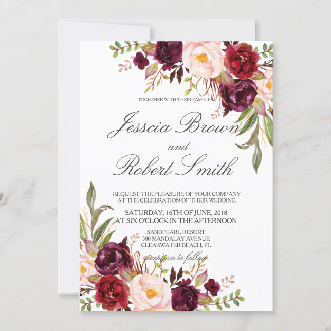 Rustic Floral, Rustic Wedding Invitation | Zazzle