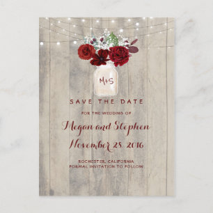 Rustic Floral Save the Date Announcement Postcard