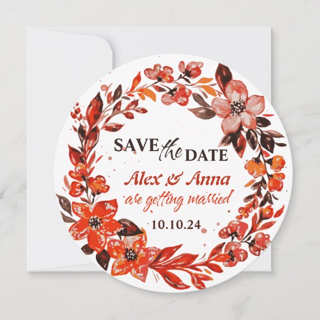 Rustic Floral Save the Date Card (Front)
