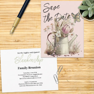 Rustic Floral Save The Date Family Reunion   Announcement Postcard