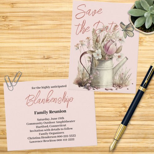 Rustic Floral Save The Date Family Reunion   Announcement Postcard