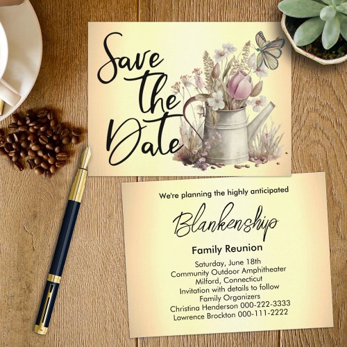 Rustic Floral Save The Date Family Reunion   Announcement Postcard