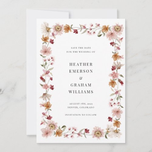 Rustic Floral Save The Date Invitation