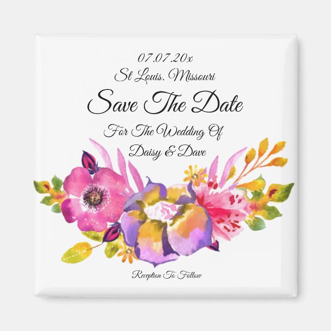 Rustic Floral  Save The Date Magnet invitation  (Front)