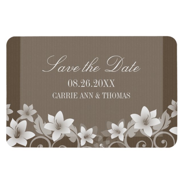 Rustic Floral Save the Date Magnet, Ivory Magnet (Horizontal)
