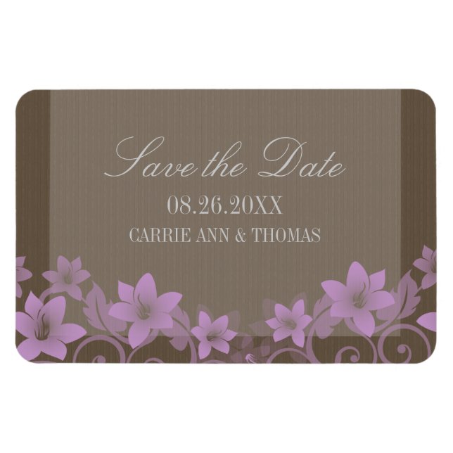 Rustic Floral Save the Date Magnet, Lilac Magnet (Horizontal)
