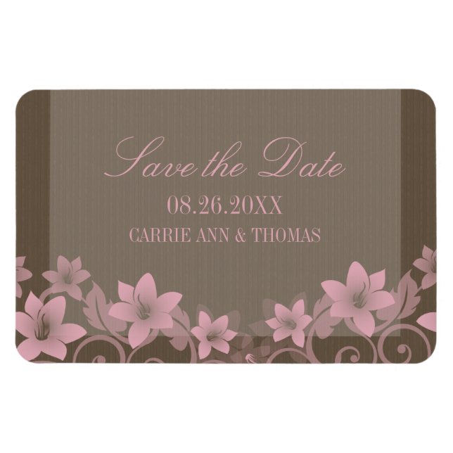 Rustic Floral Save the Date Magnet, Pink Magnet (Horizontal)