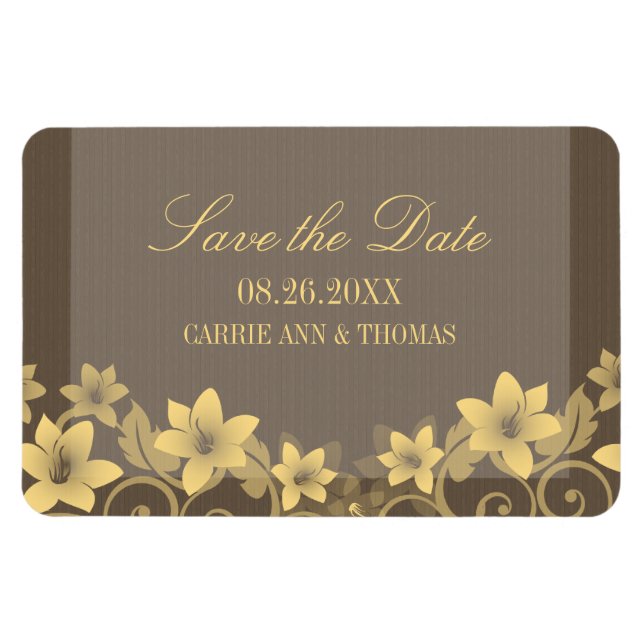 Rustic Floral Save the Date Magnet, Yellow Magnet (Horizontal)