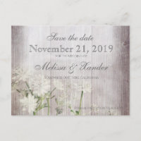 Rustic Floral Save The Date Postcard