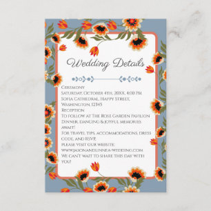Rustic Floral Scandinavian Folk-Inspired Wedding Enclosure Card