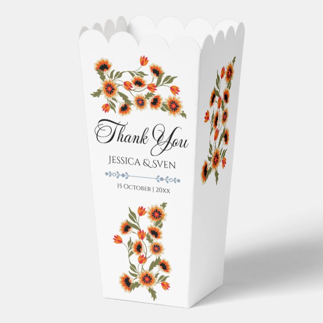 Rustic Floral Scandinavian Folk-Inspired Wedding Favor Boxes (Front)