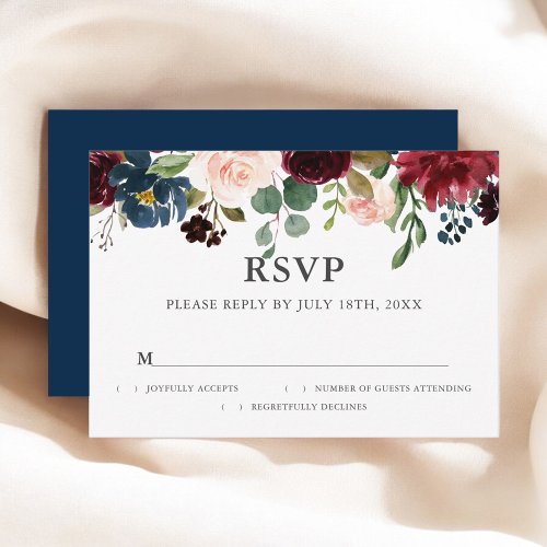 Rustic Floral Script Wedding RSVP