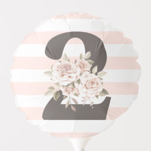 Rustic Floral Shabby Chic Roses 2nd Birthday Party Balloon