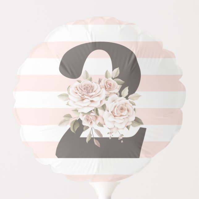 Rustic Floral Shabby Chic Roses 2nd Birthday Party Balloon (Front)
