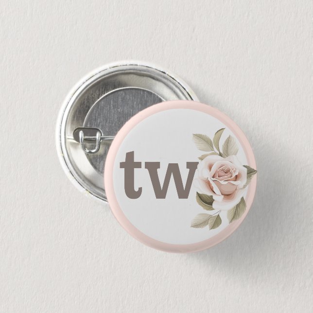 Rustic Floral Shabby Chic Roses 2nd Birthday Party Button (Front & Back)