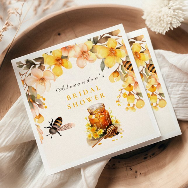  Rustic Floral She Found Her Honey Bridal Napkins (Creator Uploaded)