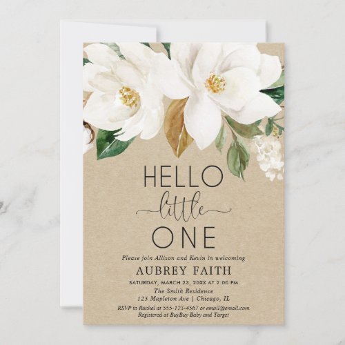 Rustic floral sip and see fall kraft meet baby invitation