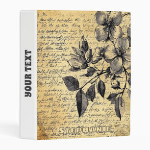 Rustic Floral Sketch with Calligraphy - Aged (1) Mini Binder