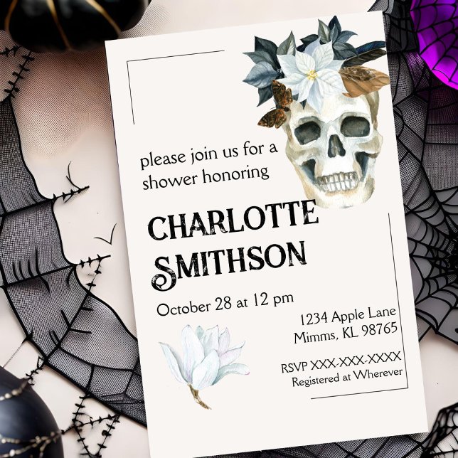 Rustic Floral Skull Shower Invitation (Creator Uploaded)