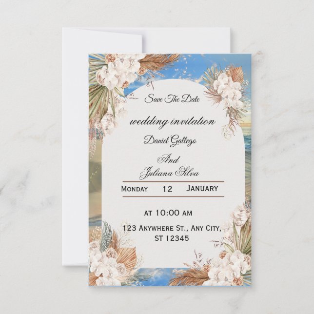Rustic Floral Sky Wedding Invitation (Front)