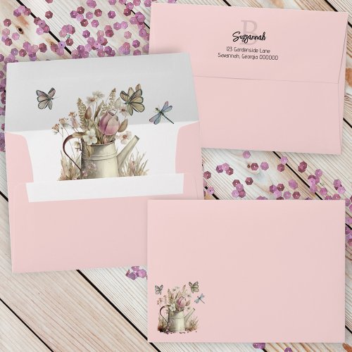 Rustic Floral Special Occasion Monogram on Flap Envelope