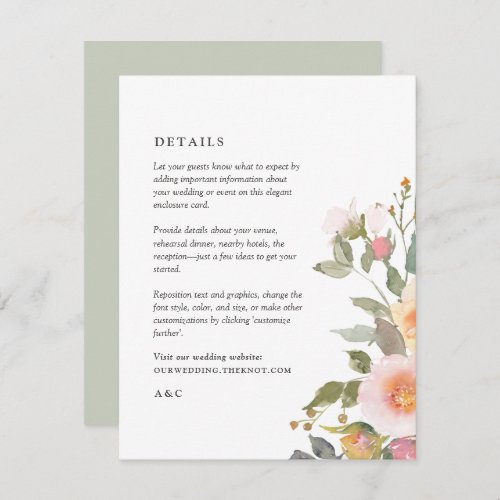 Rustic Floral Spring Wedding Details Enclosure Card