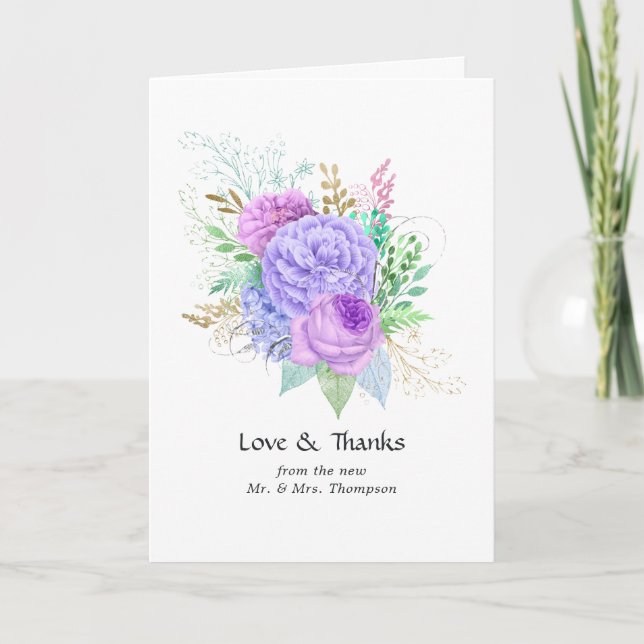 Rustic Floral Spring Wedding Letterpress Thank You Card (Front)