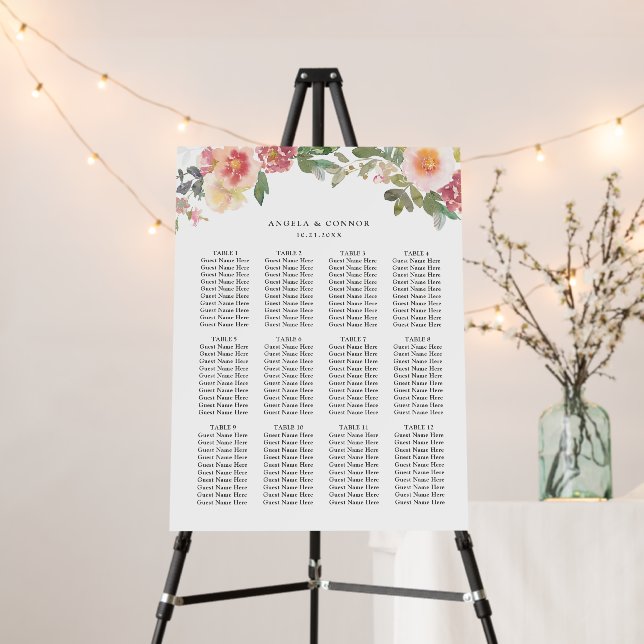 Rustic Floral Spring Wedding Seating Chart Foam Board (In Situ (Stand))