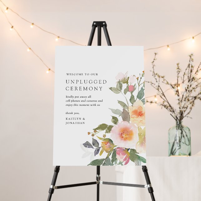 Rustic Floral Spring Wedding Unplugged Ceremony Foam Board (In Situ (Stand))