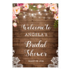 Rustic Floral String Light Lace Bridal Shower Sign