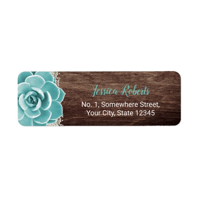 Rustic Floral Succulent & Baby's Breath Elegant Label (Front)