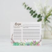 Rustic Floral Succulent Bridal Shower Recipe Cards (Standing Front)