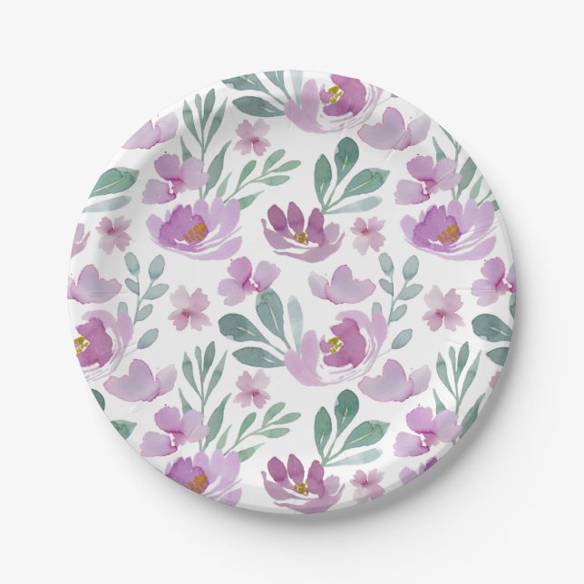 Rustic Floral Summer Pattern Paper Plates (Front)