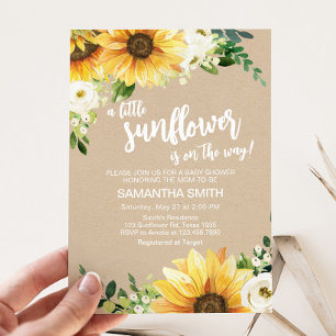 Rustic Floral Sunflower Baby Shower Invitation